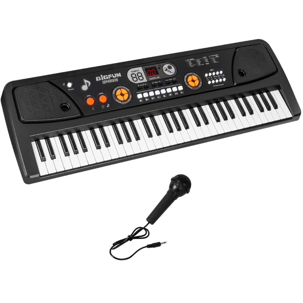 Kids Keyboard 61 Key Electronic Piano with Microphone Keyboard with LED screen